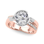 Elegant 14kt White/Yellow Gold Semi-Mount Engagement Ring Setting with 1/4 ct TW SI1-SI2 G-H Diamonds - Style 