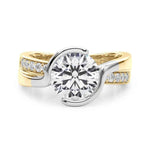 Elegant 14kt White/Yellow Gold Semi-Mount Engagement Ring Setting with 1/4 ct TW SI1-SI2 G-H Diamonds - Style 