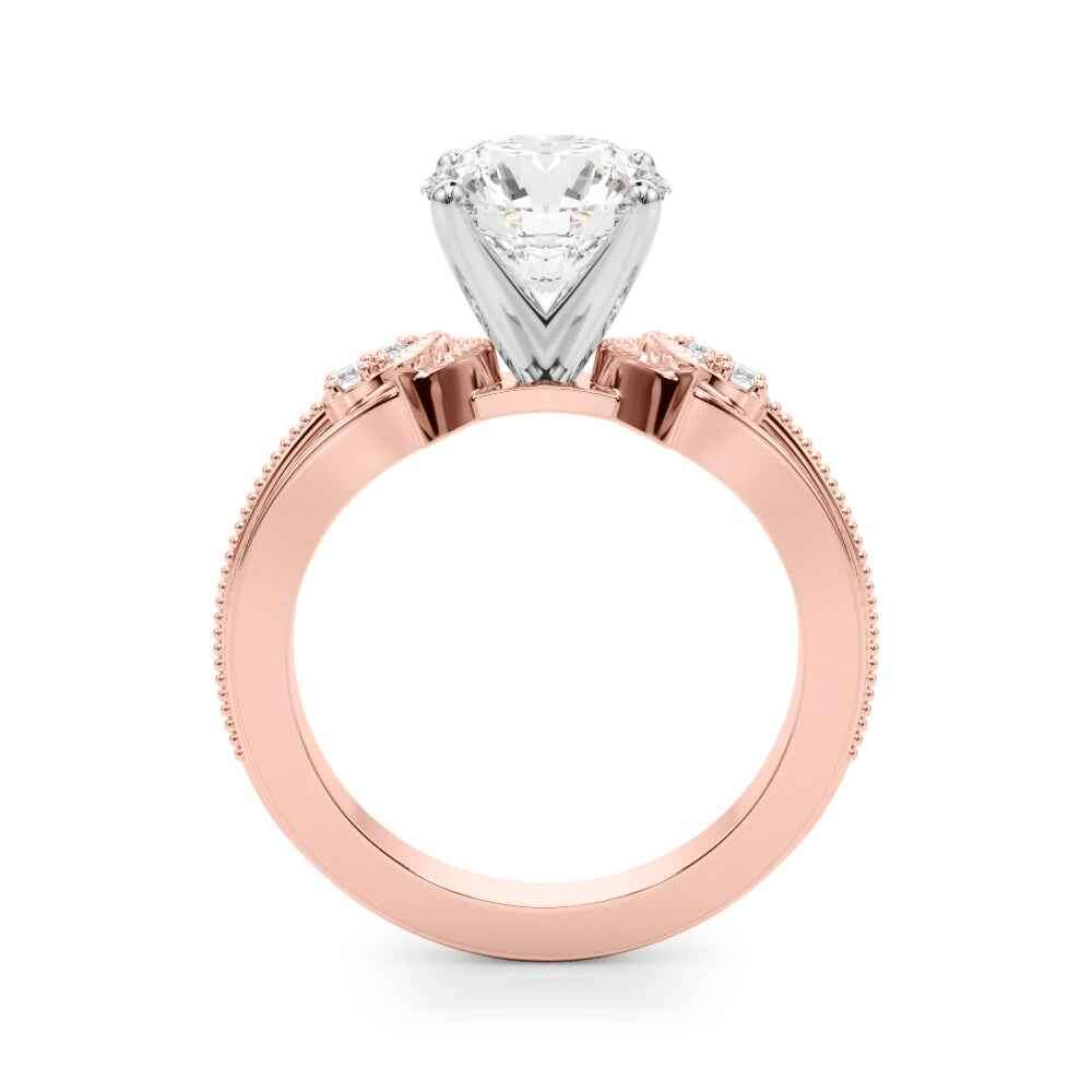 Elegant 14kt Yellow Gold Oval Engagement Ring Semi-Mount with 1/20 ct tw Diamonds