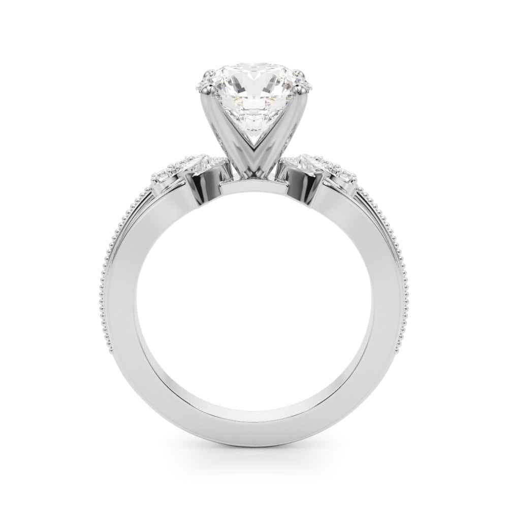 Elegant 14kt Yellow Gold Oval Engagement Ring Semi-Mount with 1/20 ct tw Diamonds