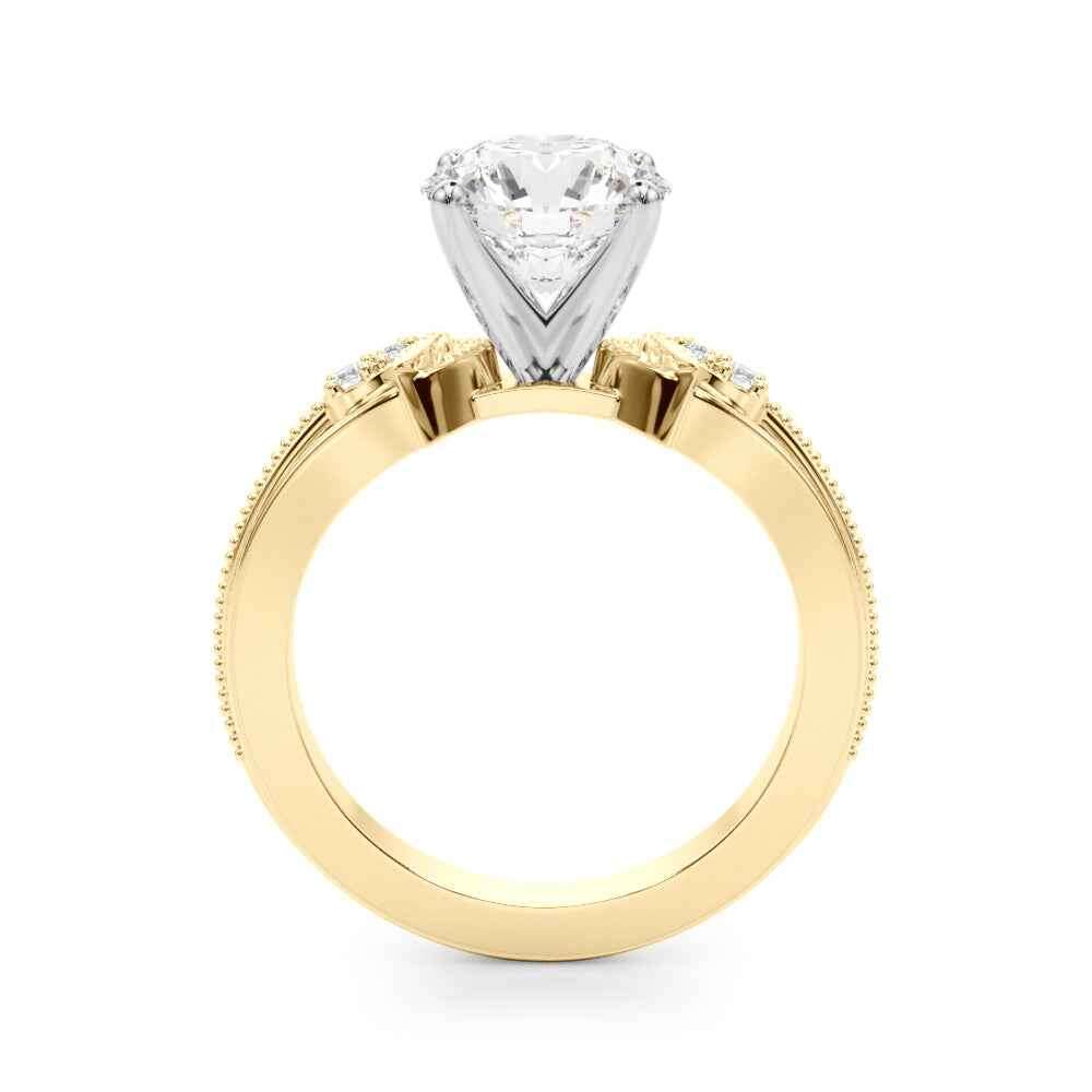 Elegant 14kt Yellow Gold Oval Engagement Ring Semi-Mount with 1/20 ct tw Diamonds