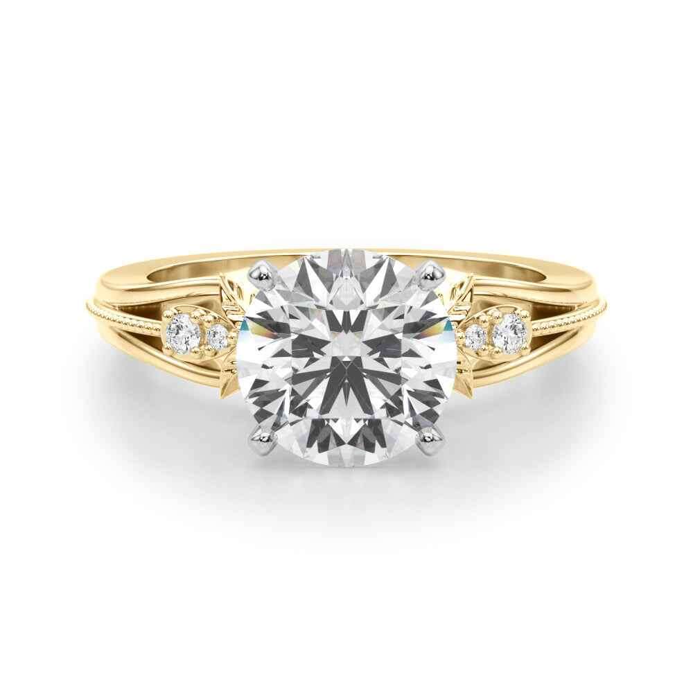 Elegant 14kt Yellow Gold Oval Engagement Ring Semi-Mount with 1/20 ct tw Diamonds