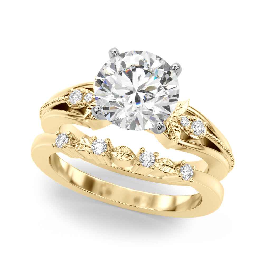 Elegant 14kt Yellow Gold Oval Engagement Ring Semi-Mount with 1/20 ct tw Diamonds