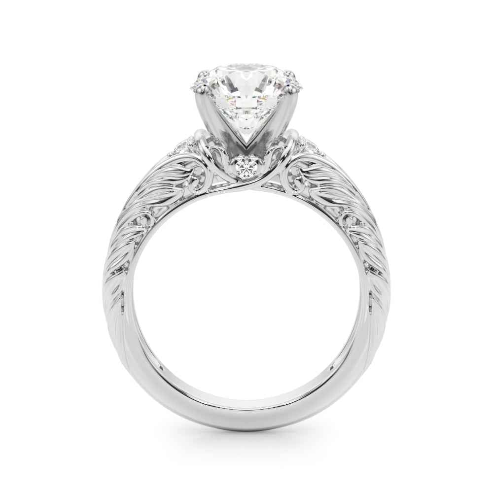 Elegant 14kt Yellow Gold Oval Engagement Ring Setting with 1/10 ct TW Diamond Accents (Style 