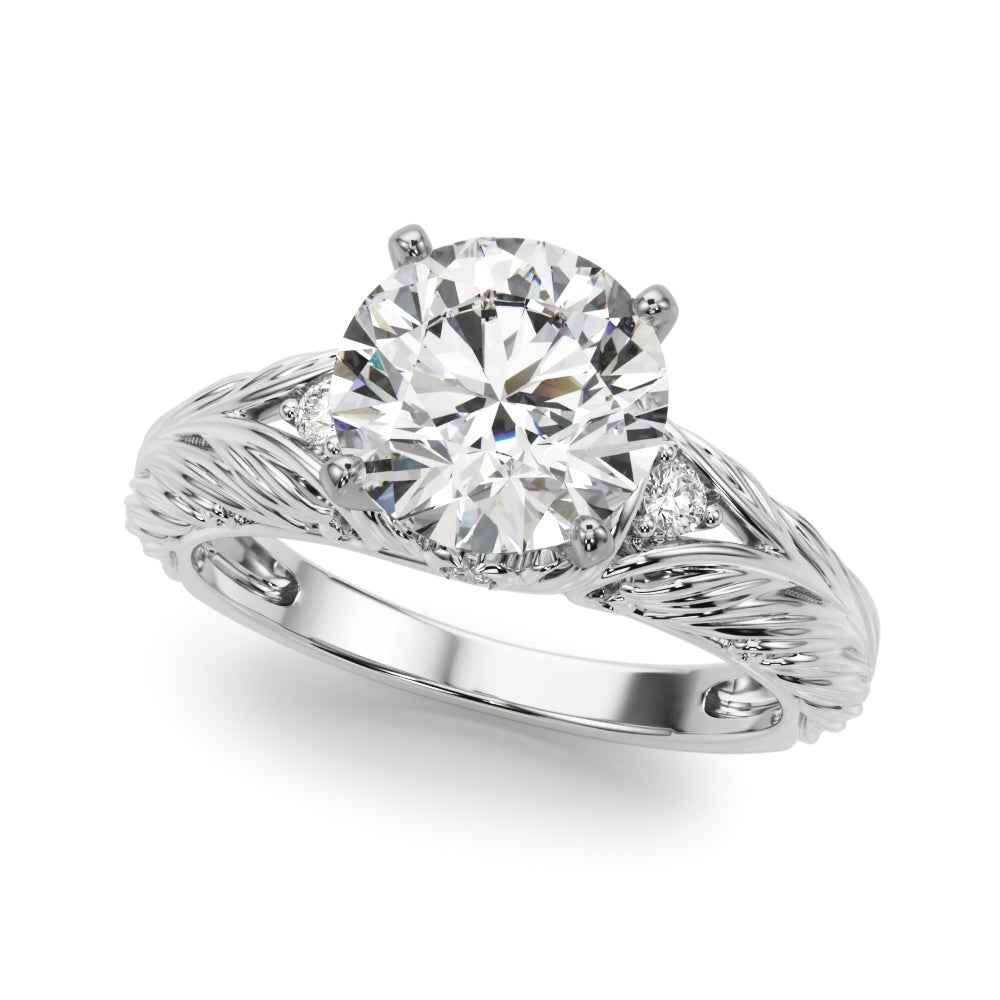 Elegant 14kt Yellow Gold Oval Engagement Ring Setting with 1/10 ct TW Diamond Accents (Style 