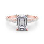 Elegant Emerald Cut Engagement Ring Setting - 14kt White Gold Semi-Mount with 3/8 ct tw Diamonds