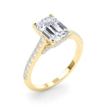 Elegant Emerald Cut Engagement Ring Setting - 14kt White Gold Semi-Mount with 3/8 ct tw Diamonds
