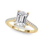 Elegant Emerald Cut Engagement Ring Setting - 14kt White Gold Semi-Mount with 3/8 ct tw Diamonds