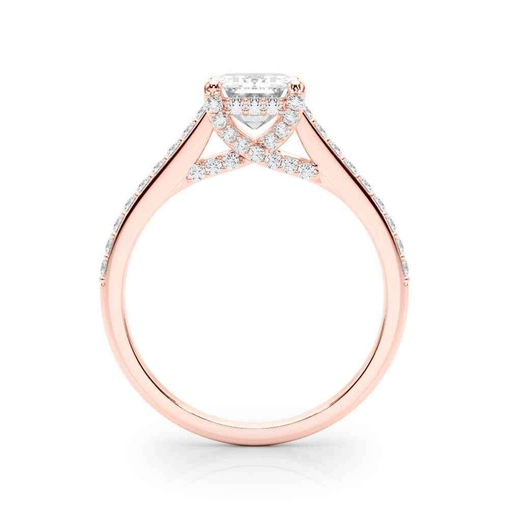 Elegant Emerald Cut Engagement Ring Setting - 14kt White Gold Semi-Mount with 3/8 ct tw Diamonds