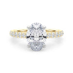Elegant Halo Round Engagement Ring Setting with Oval Center Stone - 8x6mm
