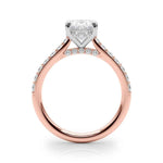 Elegant Halo Round Engagement Ring Setting with Oval Center Stone - 8x6mm