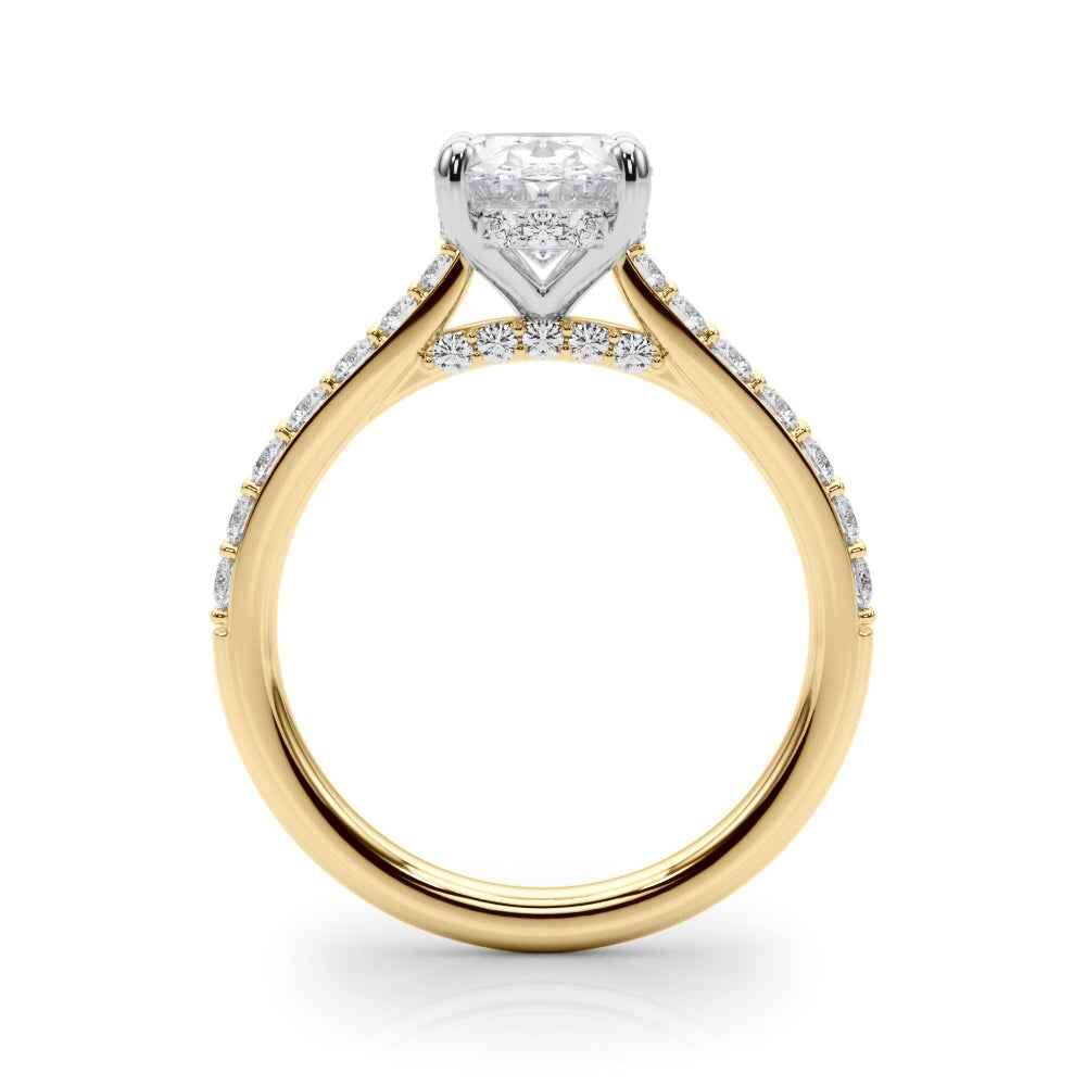 Elegant Halo Round Engagement Ring Setting with Oval Center Stone - 8x6mm