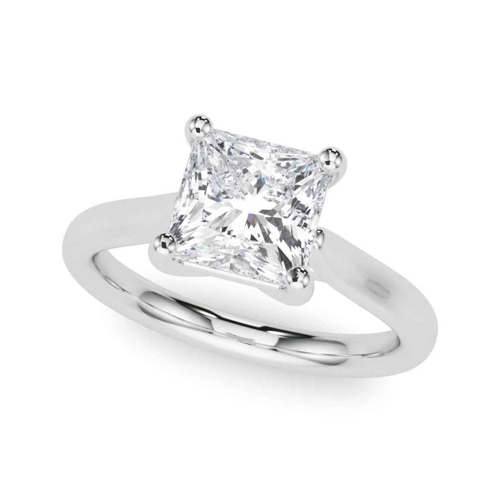 Elegant Solitaire Princess Cut Engagement Ring - 14kt White Gold