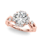 Elegant Twisted Shank Engagement Ring with Round Center Setting - 14kt Yellow Gold