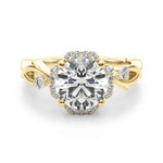 Elegant Twisted Shank Engagement Ring with Round Center Setting - 14kt Yellow Gold