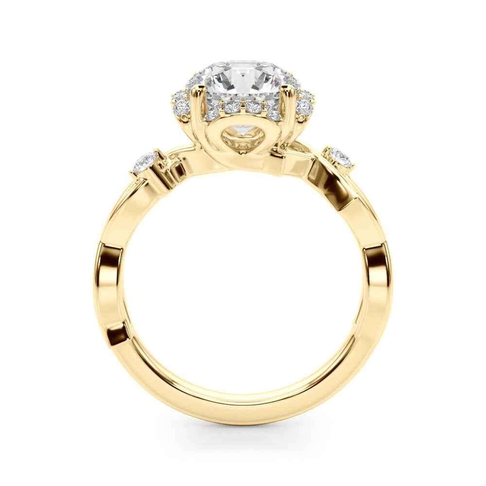 Elegant Twisted Shank Engagement Ring with Round Center Setting - 14kt Yellow Gold