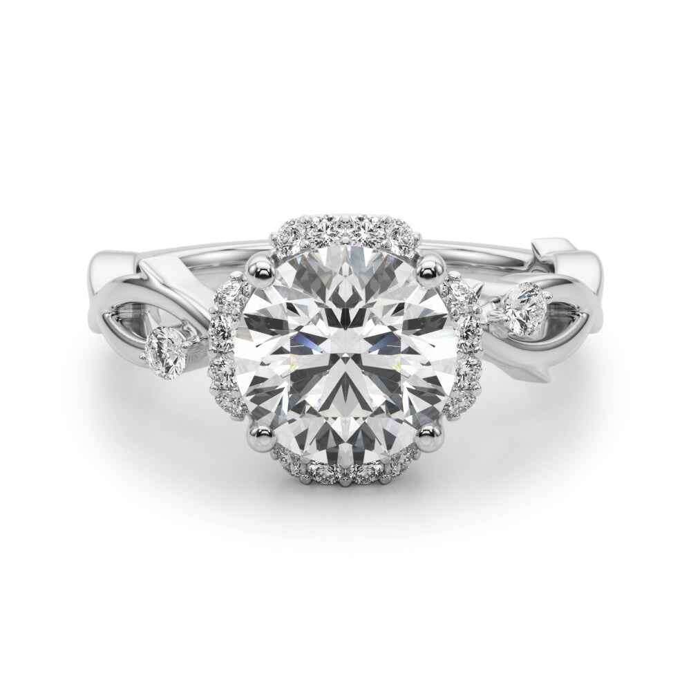 Elegant Twisted Shank Engagement Ring with Round Center Setting - 14kt Yellow Gold