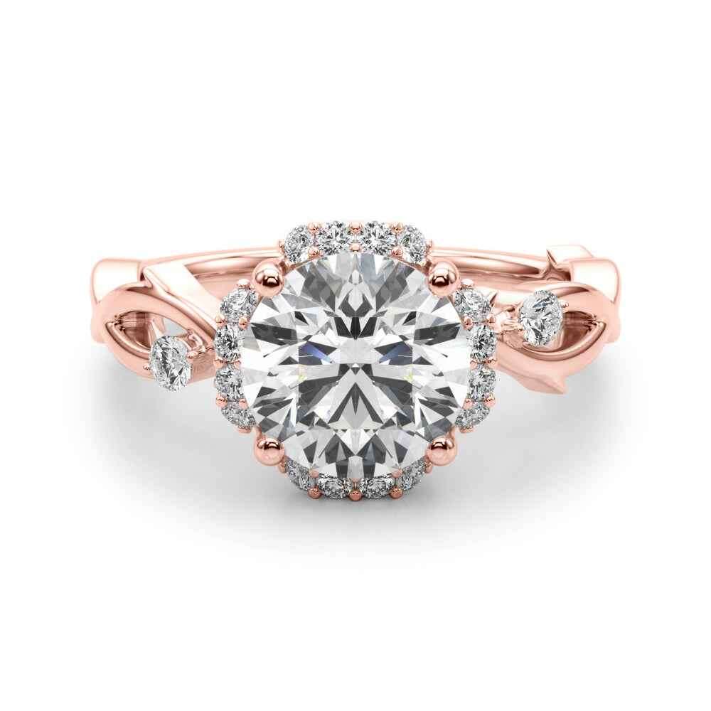 Elegant Twisted Shank Engagement Ring with Round Center Setting - 14kt Yellow Gold