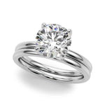 Exquisite 1 Carat Round Hidden Halo Engagement Ring in 14k White Gold