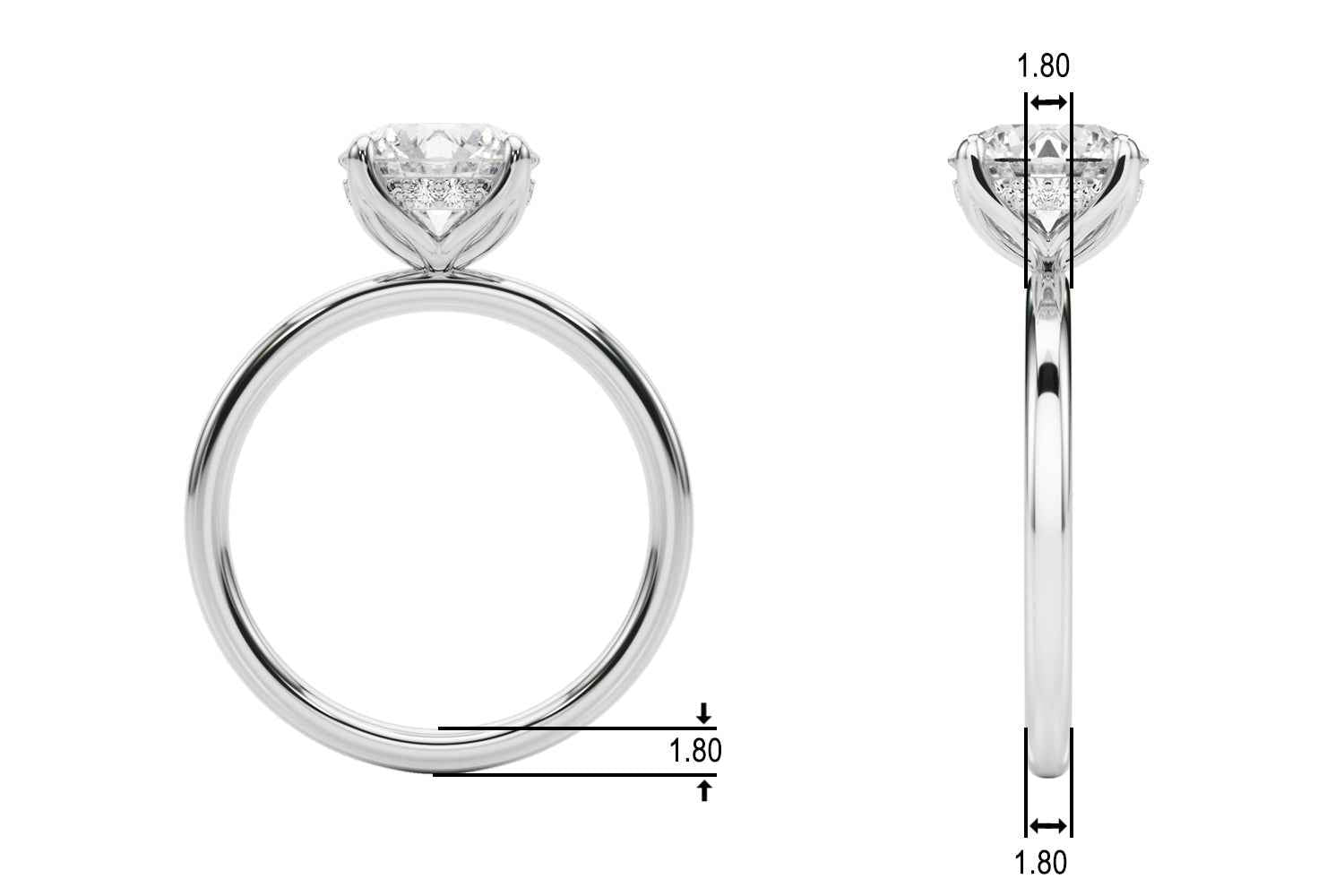 Exquisite 1 Carat Round Hidden Halo Engagement Ring in 14k White Gold