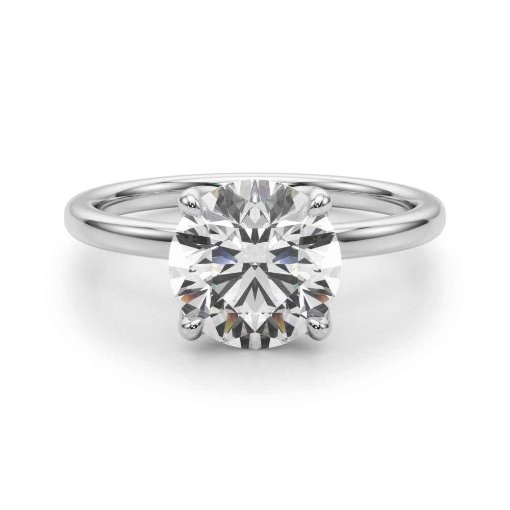 Exquisite 1 Carat Round Hidden Halo Engagement Ring in 14k White Gold