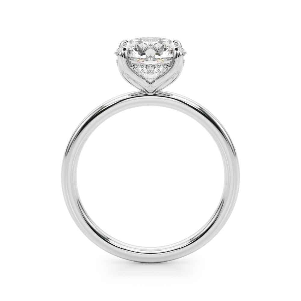 Exquisite 1 Carat Round Hidden Halo Engagement Ring in 14k White Gold