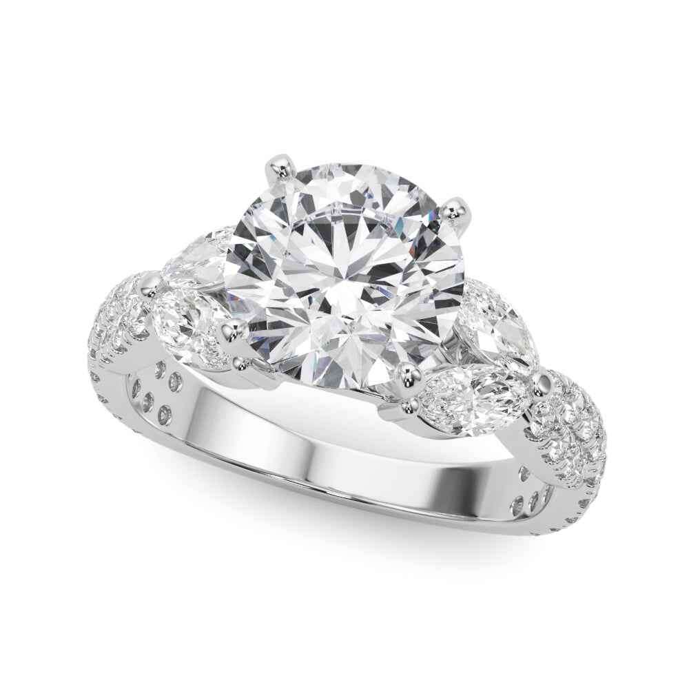 MQ & RD 14kt White Gold Twisted Engagement Ring with 1 ct TW SI1-SI2 G-H Diamonds