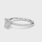 Hidden Halo Emerald Cut Solitaire Engagement Ring Setting in 14kt White Gold - 1/3 ct tw Diamonds