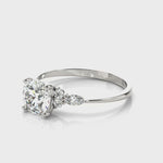 Elegant 14kt White Gold 3-Stone Marquise Ring - 2ct Round Center Stone Setting