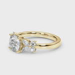 RD CENTER MQ & RD SIDES Semi-Mount Ring Setting - 14kt Yellow Gold