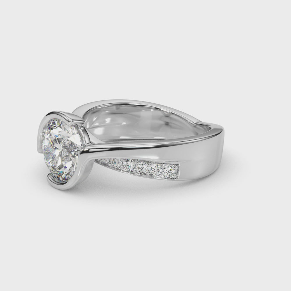 Elegant 14kt White/Yellow Gold Semi-Mount Engagement Ring Setting with 1/4 ct TW SI1-SI2 G-H Diamonds - Style 