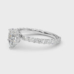 Elegant 14kt White Gold Pear Shape Solitaire Engagement Ring Setting with Diamond Accents