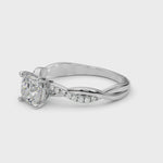 Elegant Cushion Cut Engagement Ring Setting - 3.8mm Band Width, 1/10 ct TW Sidestones in 14k White Gold