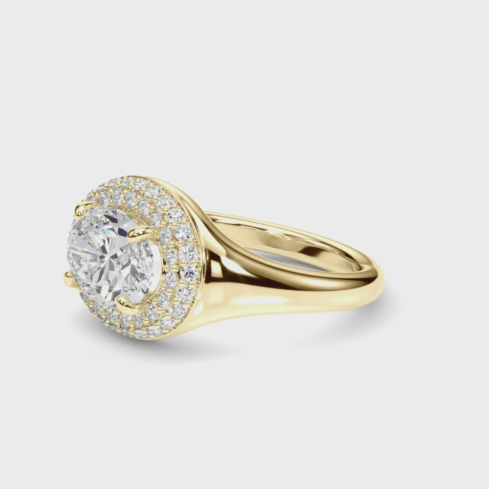 Exquisite 14kt Yellow Gold Oval Trellis Engagement Ring Setting - Semi-Mount with 3/8 ct tw Diamonds