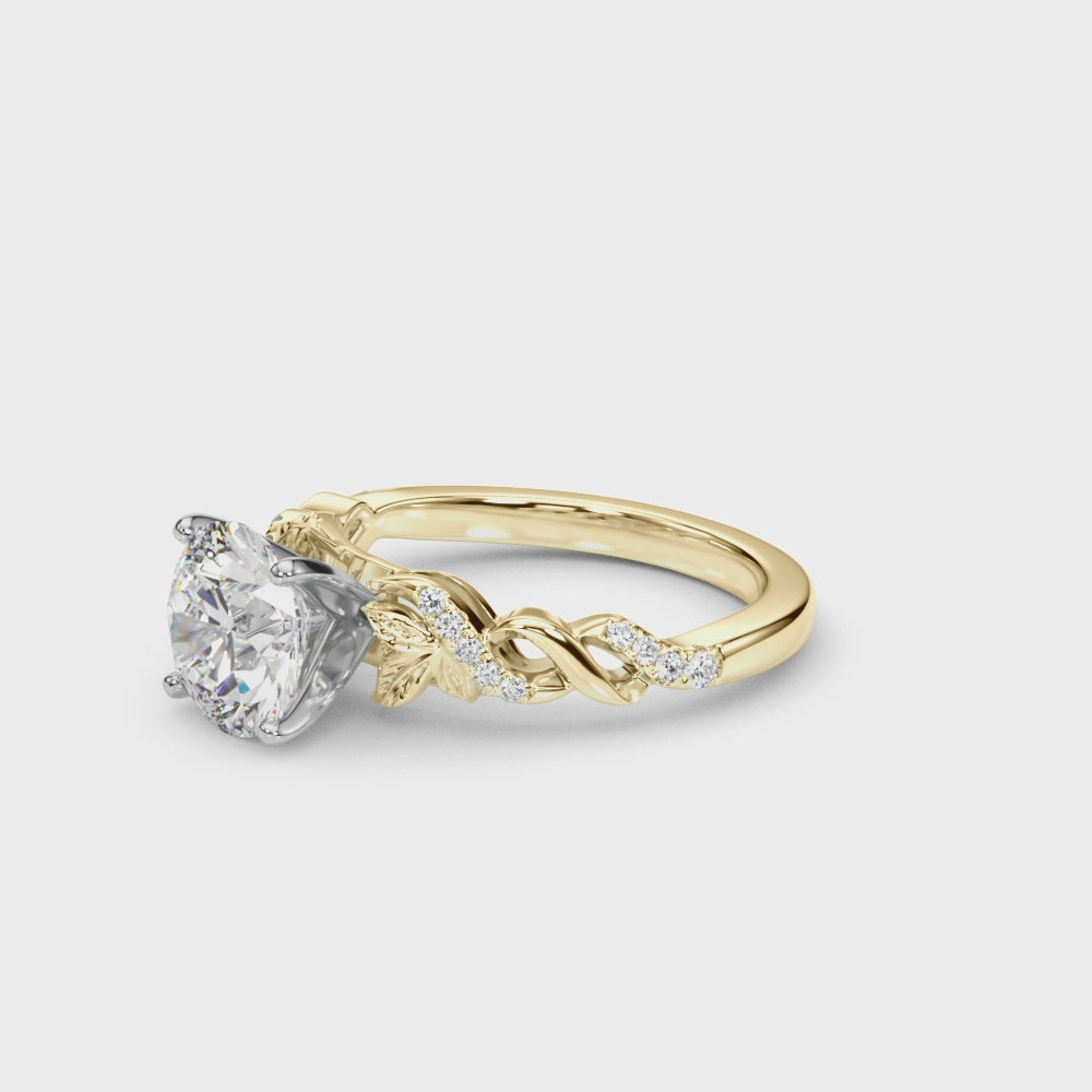 14kt Yellow Gold Engagement Ring Setting with 0.30 cttw SI1-SI2, G-H Diamonds