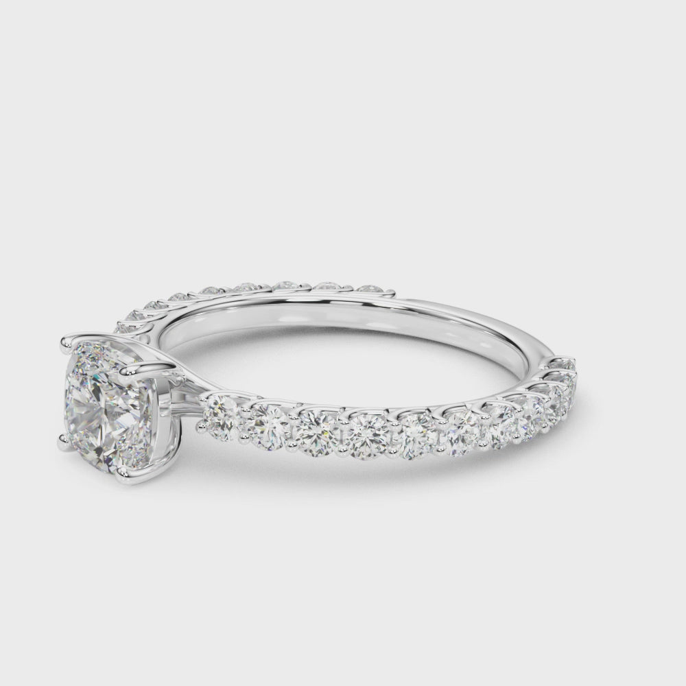 Exquisite 14kt White Gold Semi-Mount Cushion Cut Engagement Ring Setting - STYLE # 51193-E-3.8