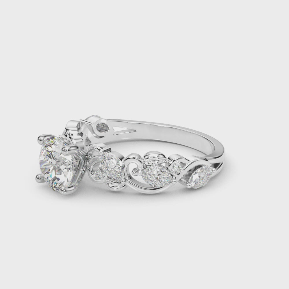 Elegant 14kt White Gold Diamond Engagement Ring - STYLE 