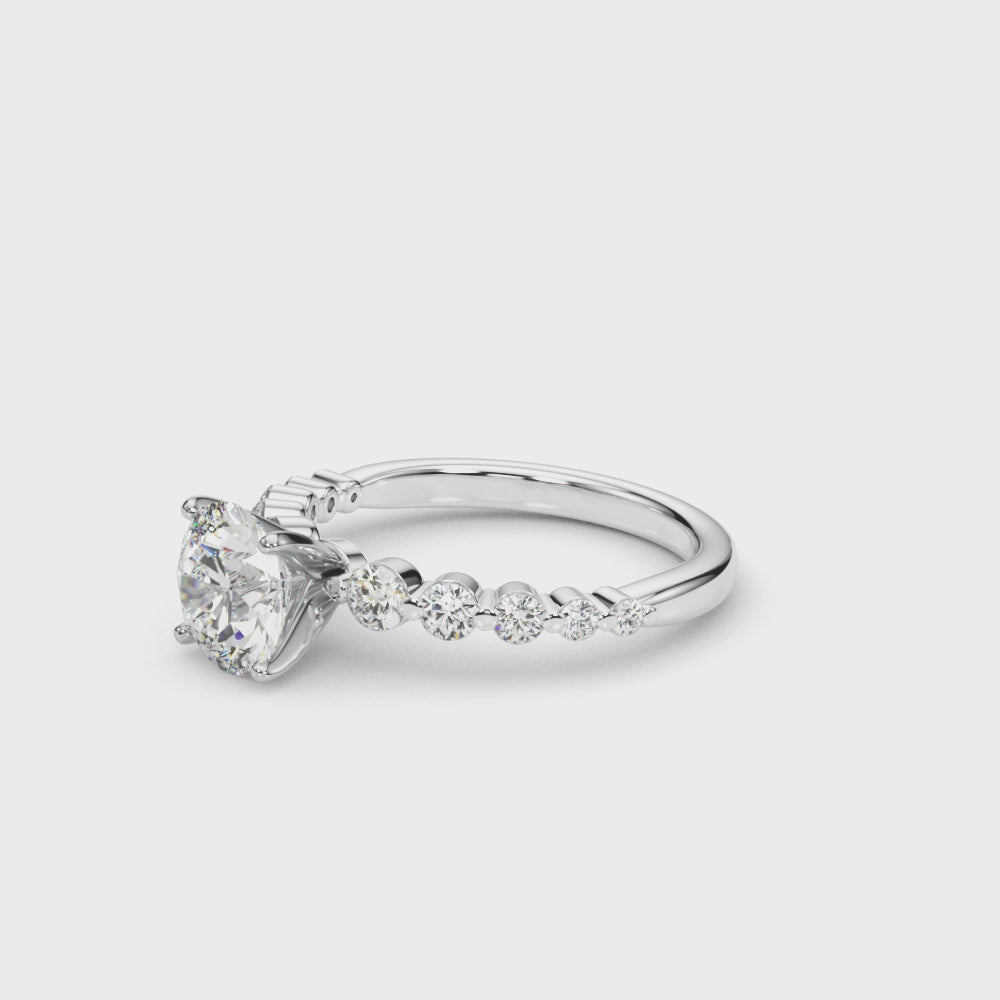 14k White Gold Solitaire Engagement Ring Setting with 1/2 ct tw SI1-SI2, G-H Diamonds