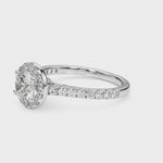 Elegant 14kt White Gold Halo Round Engagement Ring Setting - 2 Carat Center Stone Capacity