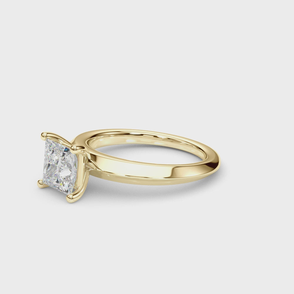 Elegant Knife Edge Solitaire Engagement Ring - 1 Carat Square Cut