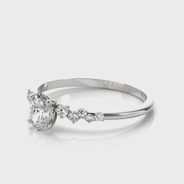 Elegant 14kt White Gold Oval Semi-Mount Diamond Ring