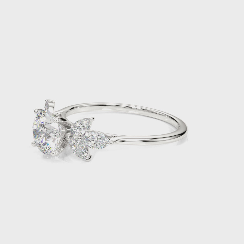 Exquisite Marquise Cut Engagement Ring with Side Accents in 14kt White Gold