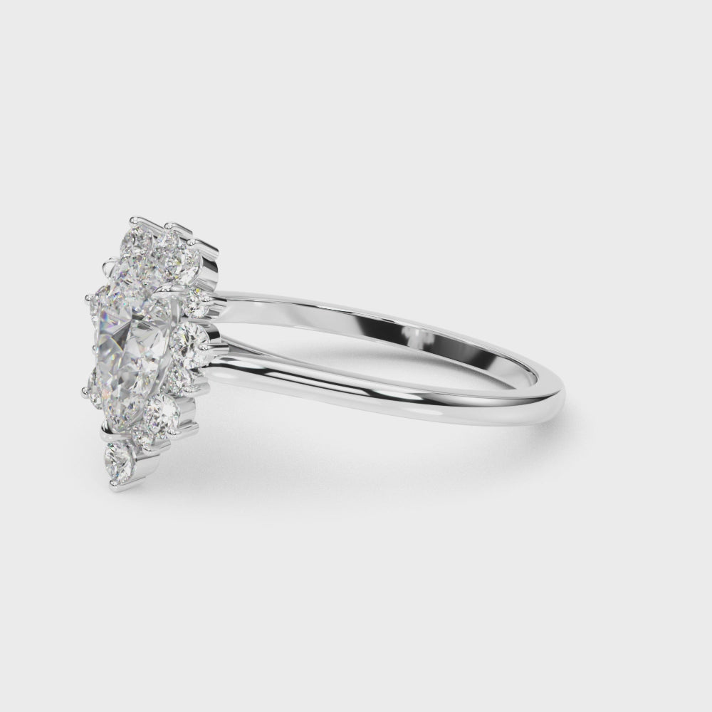 Elegant 14kt White Gold Pear Shape Semi-Mount Fashion Ring - Style 