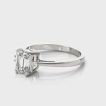 Elegant 14kt White Gold 6x4mm Emerald Cut Semi-Mount Ring Setting