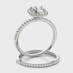 Exquisite 2 Carat Round Halo Engagement Ring Setting in 14kt White Gold