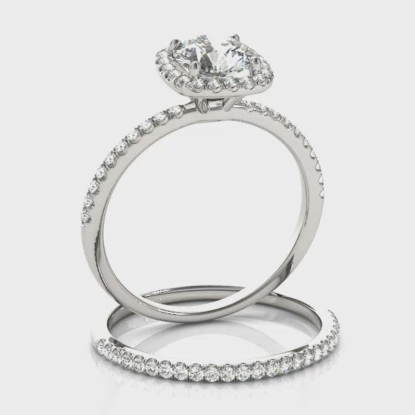 Exquisite 2 Carat Round Halo Engagement Ring Setting in 14kt White Gold