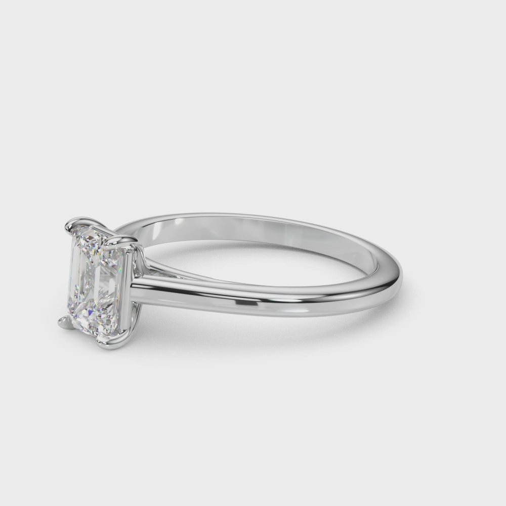 Exquisite 10x8mm Emerald Cut Solitaire Setting - 14kt White Gold