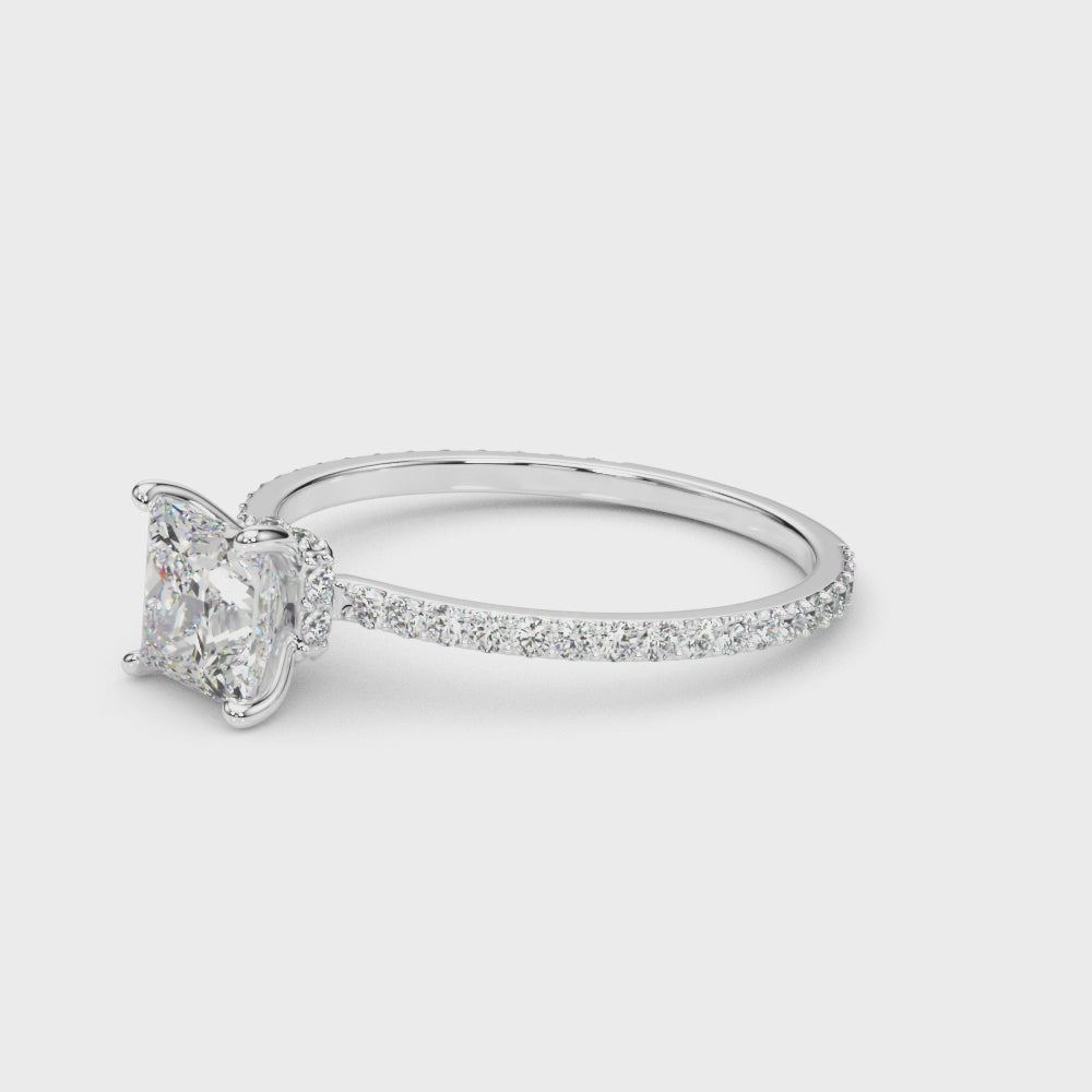 Stunning 14kt White Gold Princess Cut Hidden Halo Engagement Ring Setting - 1/3 ct tw SI1-SI2, G-H Diamonds
