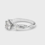 Exquisite 14kt White Gold Twisted Shank Engagement Ring with 3/8 ct TW Diamond Halo