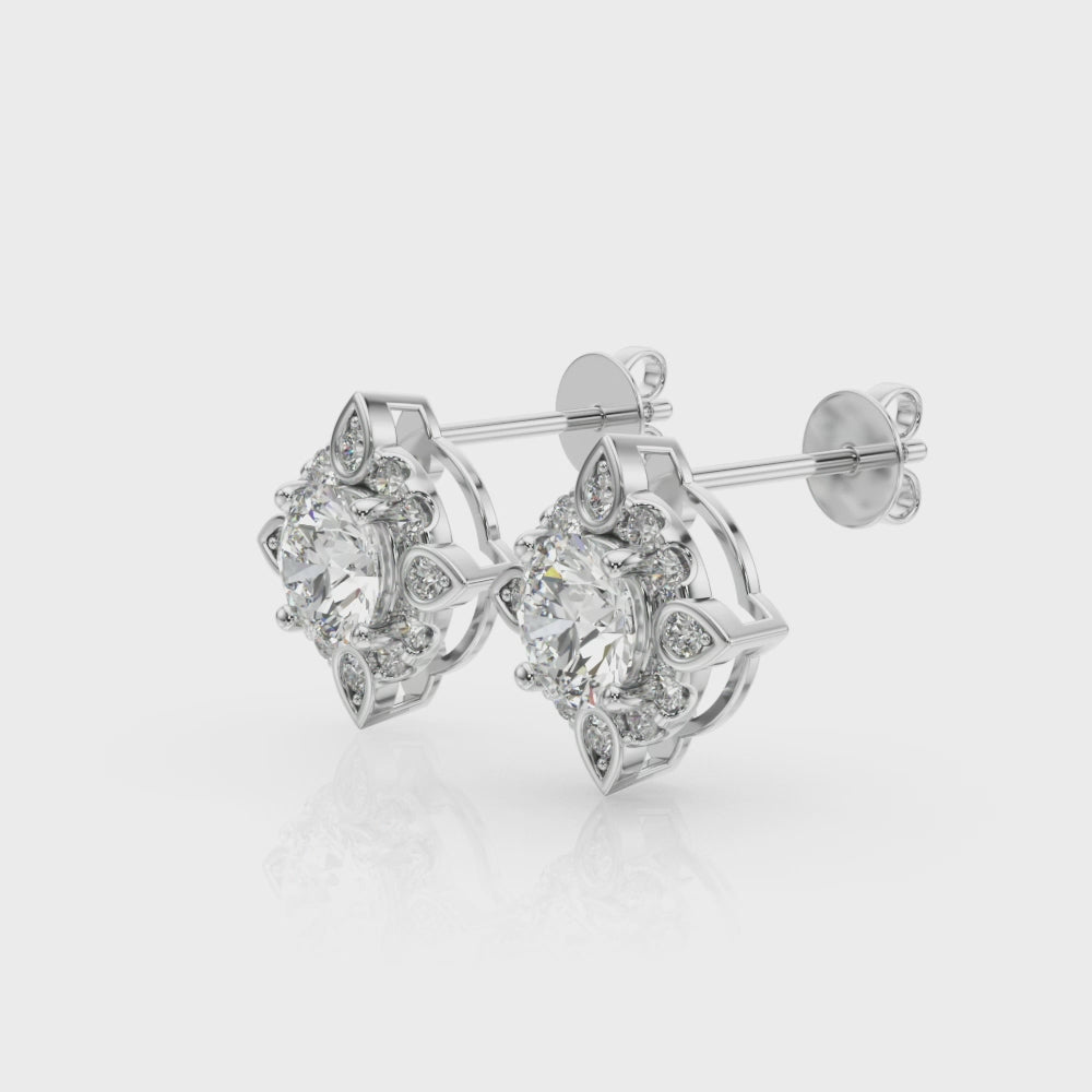 1/2 CT TW Round Diamond Semi-Mount Fashion Earrings in 14kt White Gold